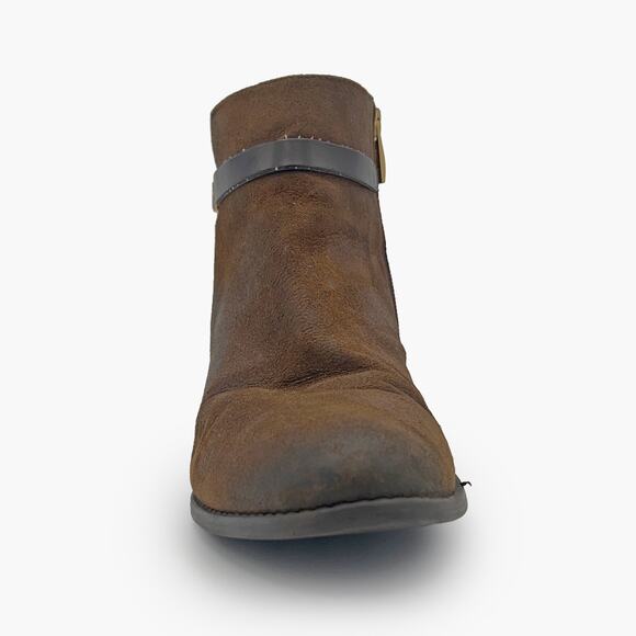 FRANCO SARTO "Santos" Ankle Strap Suede Leather Booties (Brown | Size 9M) - Picture 3 of 10